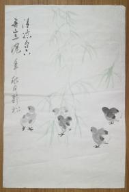 手绘真迹国画：静松《清凉台上春意浓》