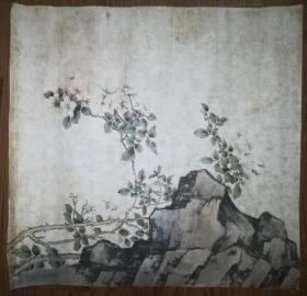 印刷品：无款花鸟画纱布衬托片