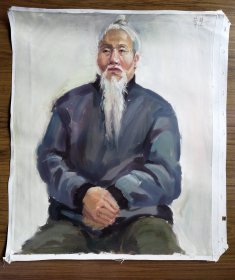 手绘布面油画：曹慧一（人物 道士 60x50）