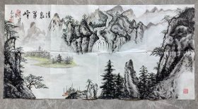 手绘真迹国画：包志新《清泉翠峰》山水画