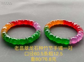 418_老翡翠龙石种竹节手镯一对
口径60.5条粗12.5
重80/76.8克