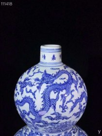 393_大明嘉靖青花龙纹葫芦瓶、纯手工胎，器形优美，造型周正挺拔，品相完整。