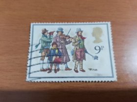 英国邮票 9P 圣诞邮票 乐队 1978年发行 带金色女王头像