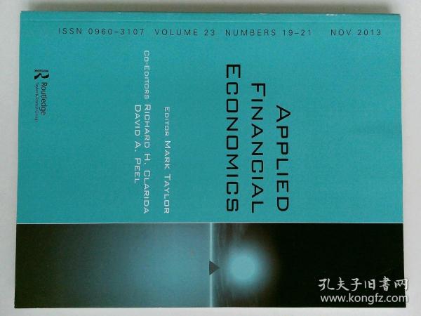 APPLIED FINANCIAL ECONOMICS  应用金融经济学  VOL.23 NO.19-21 2013/11