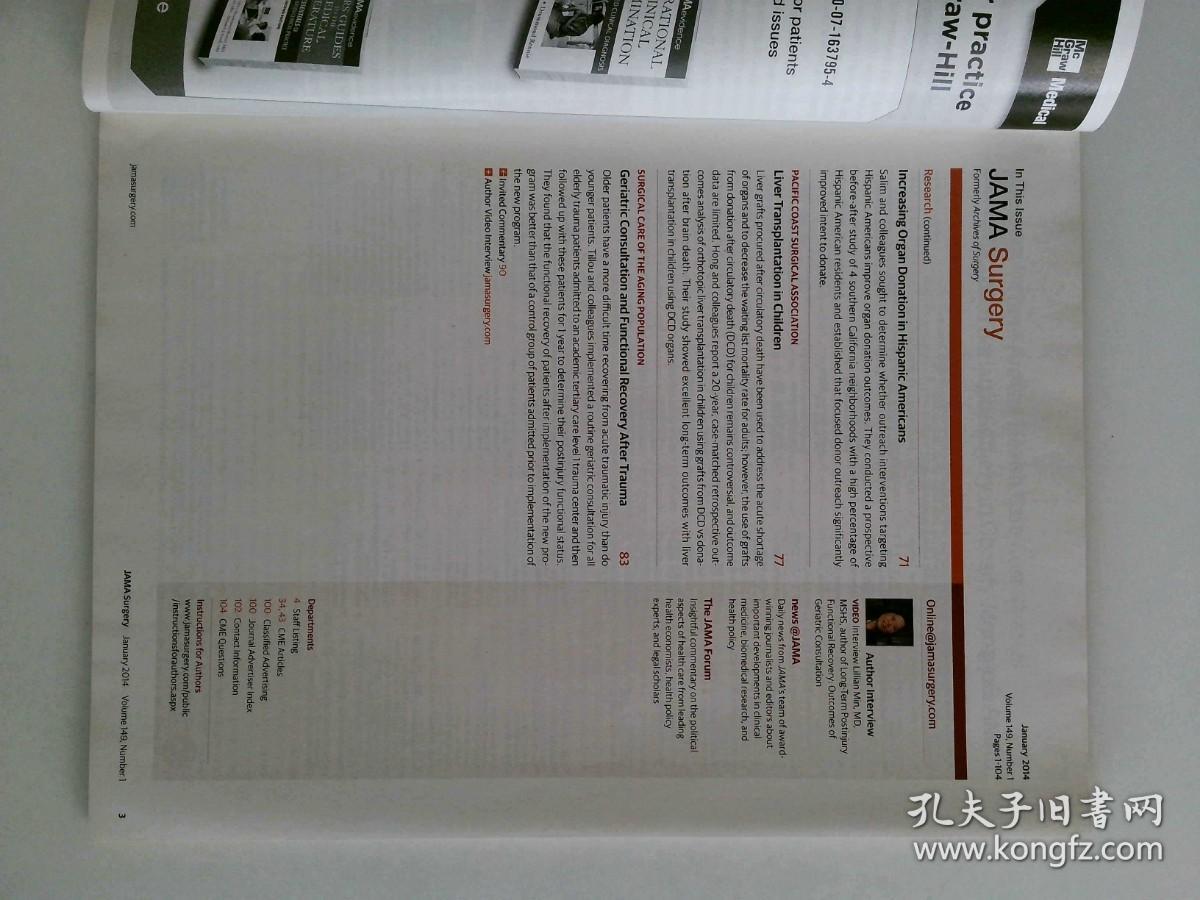 JAMA surgery 2014/01  VOL.149 NO.1 医学会杂志 外科学，外科手术; 手术室; 诊所