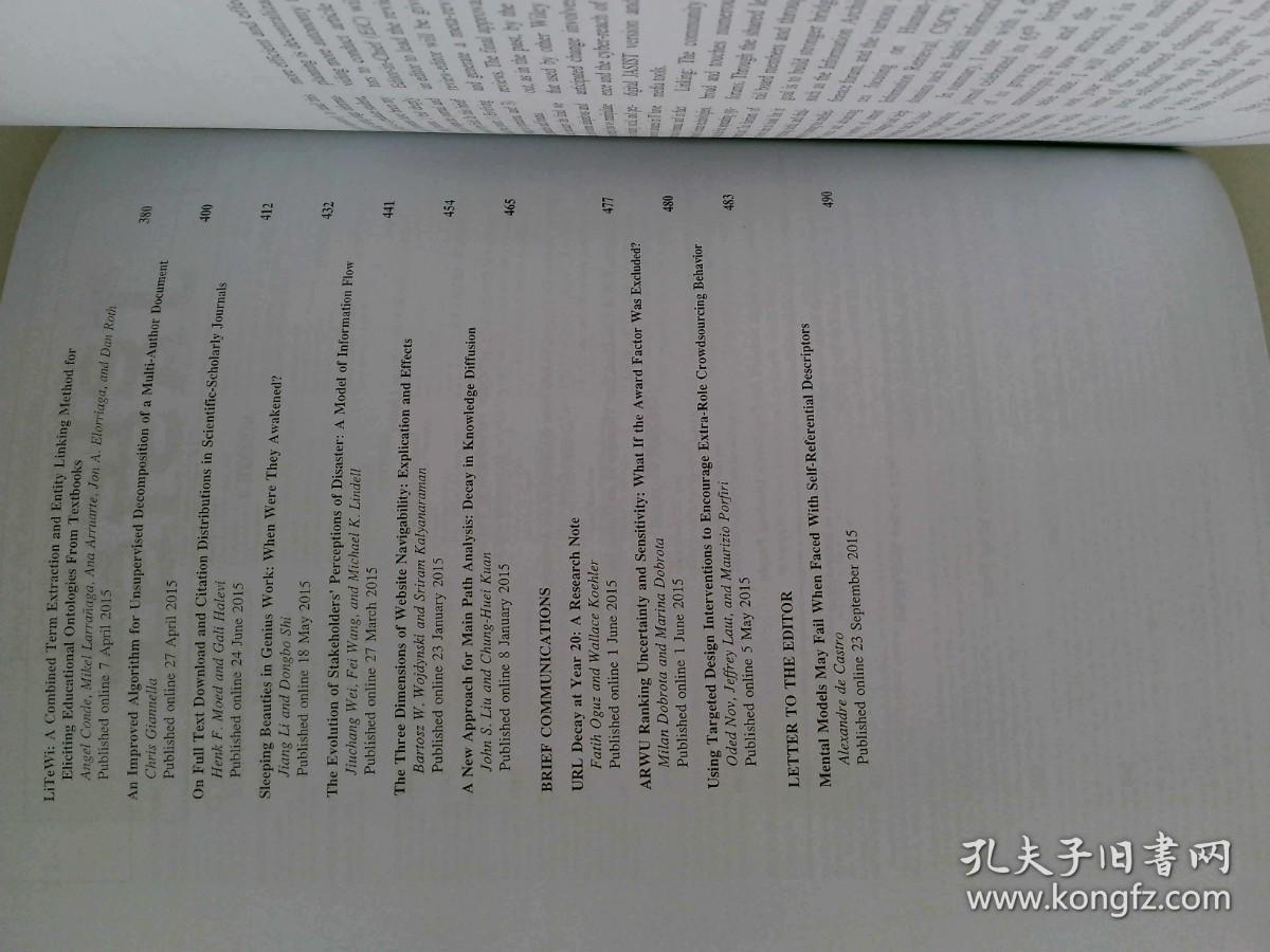 Journal of the Association for Information Science and Technology 2/2016信息科学与技术协会学术期刊