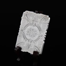 1850年 美国 纯银 手工錾花 纯银 名片盒