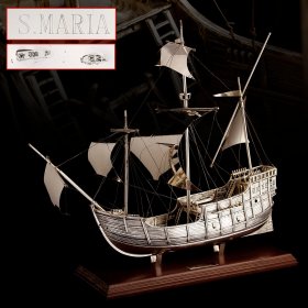 哥伦布首航美洲 旗舰圣玛利亚号纯银模型