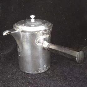 19世纪 法国 950纯银 经典nouveau 风格 便携 平底 茶壶