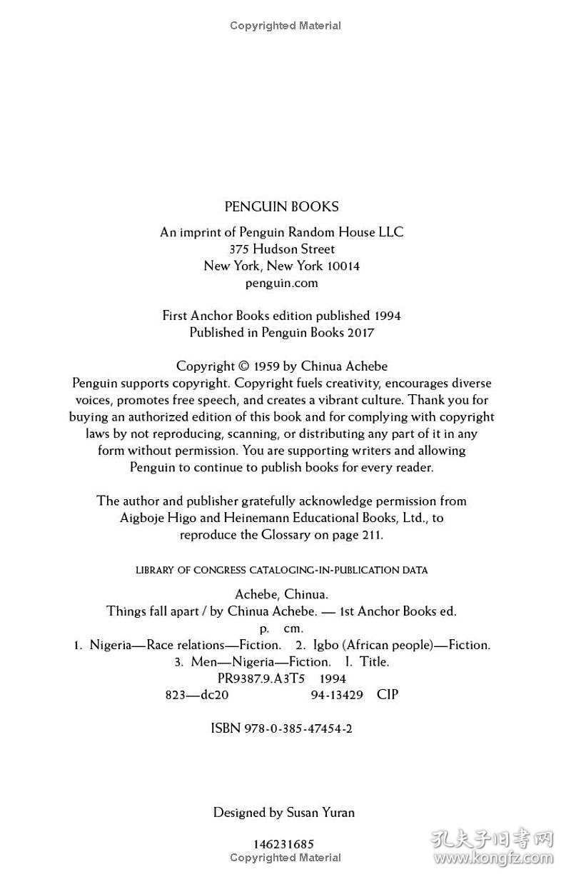 这个世界土崩瓦解了 钦努阿 阿契贝 英文原版 Things Fall Apart Chinua Achebe 非洲土著欧康寇的故事 非洲文学