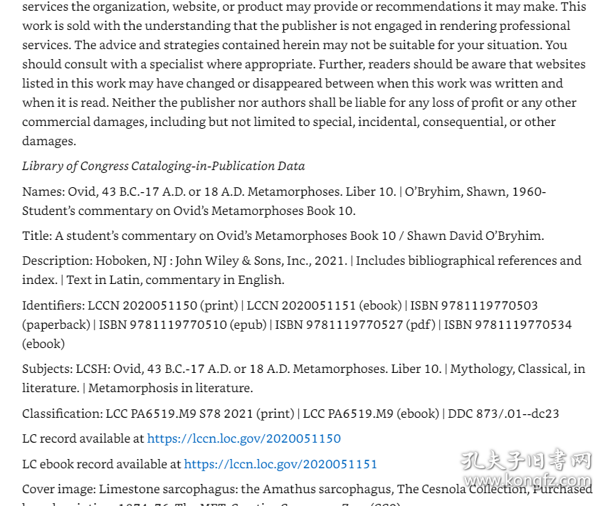 10 A Student S Commentary On OvidS Metamorphoses Book 10  奥维德变形记 学生注释 卷 英文原版