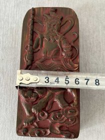 浮雕沉香木金轮如意赵公元帅令令牌一个,内有响铃