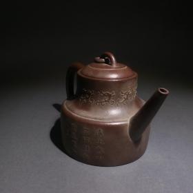 泥绘凤穿牡丹壶 落款「荆溪邵柏原制」清 尺寸19×11.5×12cm