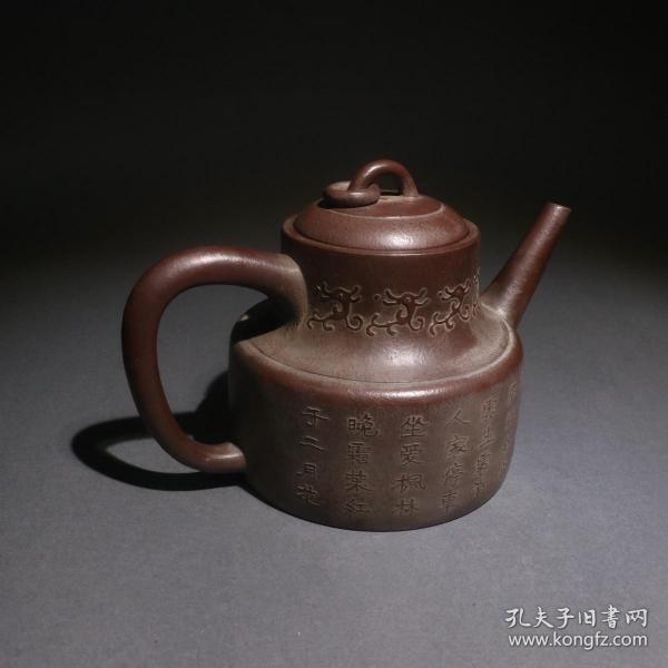 泥绘凤穿牡丹壶 落款「荆溪邵柏原制」清 尺寸19×11.5×12cm
