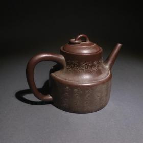 泥绘凤穿牡丹壶 落款「荆溪邵柏原制」清 尺寸19×11.5×12cm