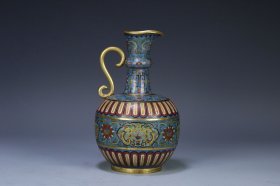 清 乾隆 景泰蓝双龙戏珠缠枝花卉酒壶，尺寸20.8*12.8厘米，重960克