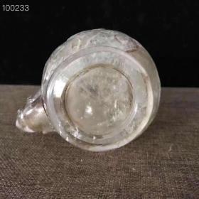 水晶雕刻象鼻壶尊摆件，保存完好，品相如图，喜欢联系。等结缘