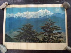 53*38厘米！1972年老宣传画远眺贡嘎山宣传画年画挂画