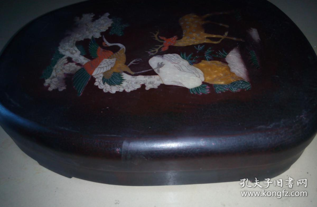 精品 镶嵌贝壳松鹤鹿砚台 巨型 很重(现货速发)