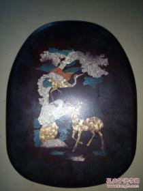 精品 镶嵌贝壳松鹤鹿砚台 巨型 很重(现货速发)