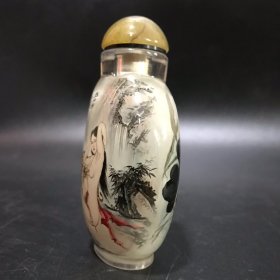 旧藏：琉璃内画【巫山神女图】鼻烟壶规格：8.7cm  宽5.3cm  重75g