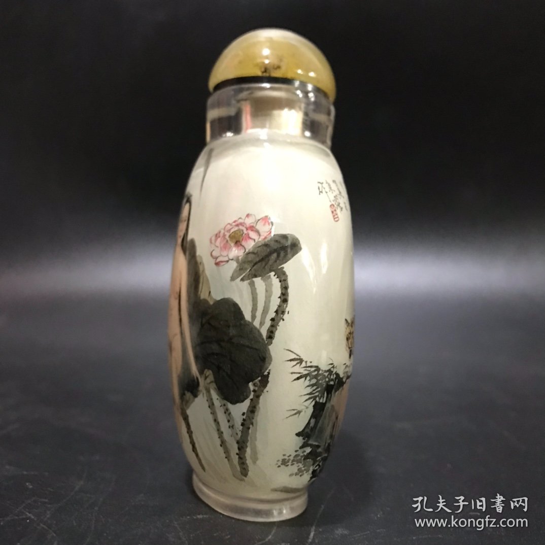 旧藏：琉璃内画【巫山神女图】鼻烟壶规格：8.7cm  宽5.3cm  重75g