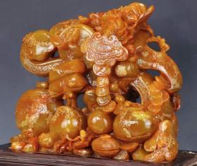 精品田黄石（尚均作）“如意招财纳福”摆件
