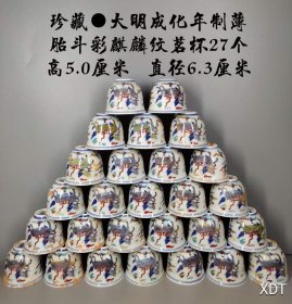 斗彩麒麟纹茗杯27个此价格为单个价格，多要请详询店家。