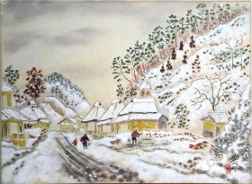 森谷南人子画额　「峠の雪景」/  森谷南人子画框《山巅雪景》