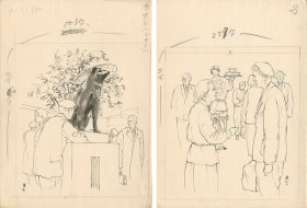 向井潤吉 亲笔画稿　Sketches for a Magazine  共6张   1955年