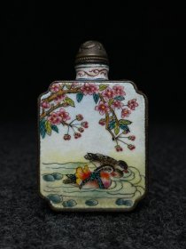 铜胎景泰蓝画珐琅鼻烟壶 景泰蓝（Cloisonne）， 尺寸：长宽高4.3/1.7/7厘米