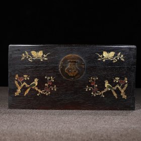 珍藏花梨木镶贝壳多宝盒首饰盒，长40厘米宽23厘米高21厘米