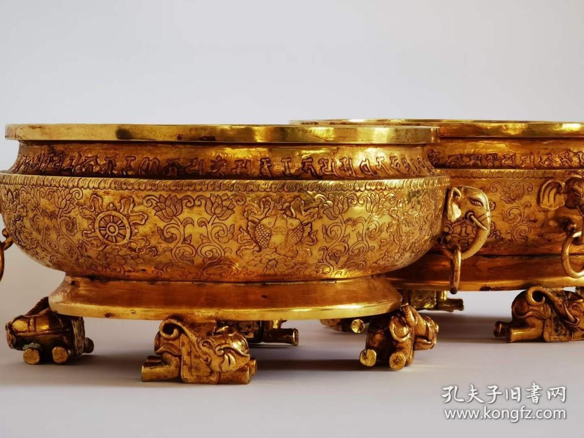 49_唐代宫廷御用八宝纹饰铜鎏金聚宝盆。鎏纯金，錾刻精美图案，保存完好。