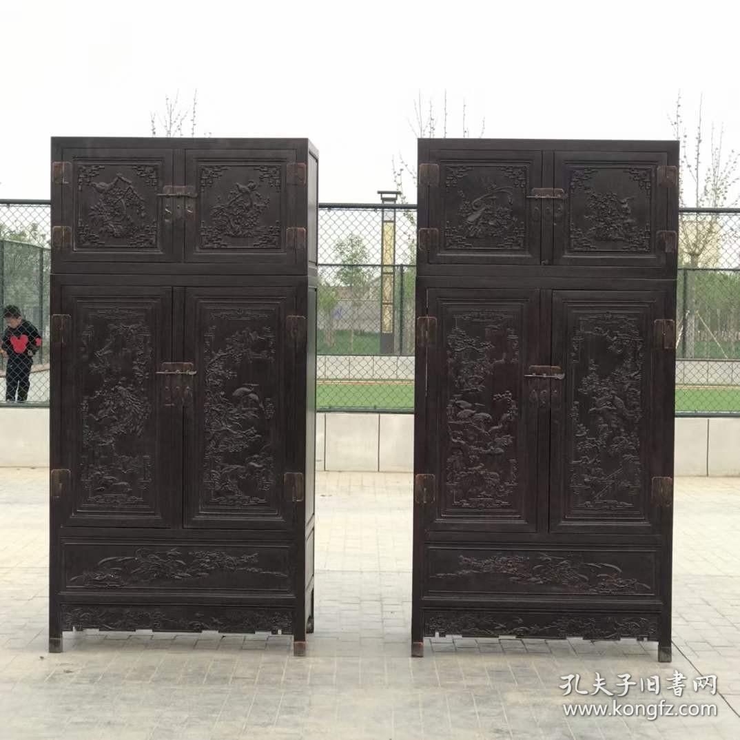 点击查看原图 35_下乡拆迁收到花梨木顶箱柜一对完整无缺品相如图!
尺寸单220/110/60公分