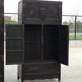 35_下乡拆迁收到花梨木顶箱柜一对完整无缺品相如图!
尺寸单220/110/60公分