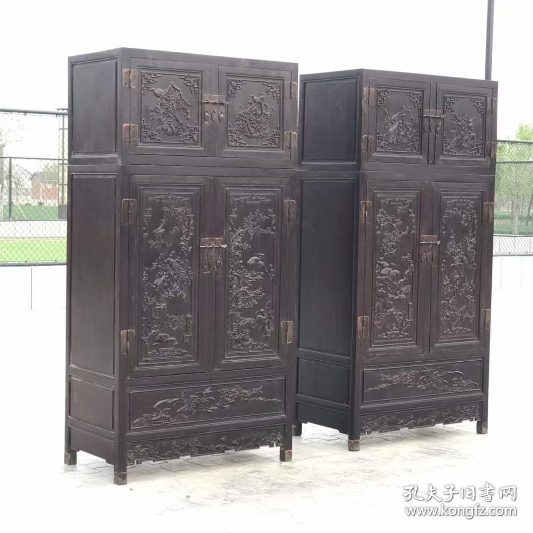 点击查看原图 35_下乡拆迁收到花梨木顶箱柜一对完整无缺品相如图!
尺寸单220/110/60公分