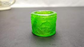 顶级龙石种帝王绿翡翠扳指一对，水头超好，超级完美.