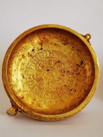 49_唐代宫廷御用八宝纹饰铜鎏金聚宝盆。鎏纯金，錾刻精美图案，保存完好。