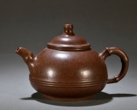 老紫砂素纹竹节茶壶
