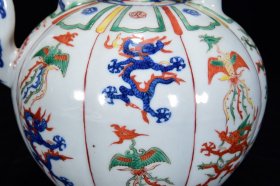 明嘉靖年五彩龙凤纹提壶24*18m