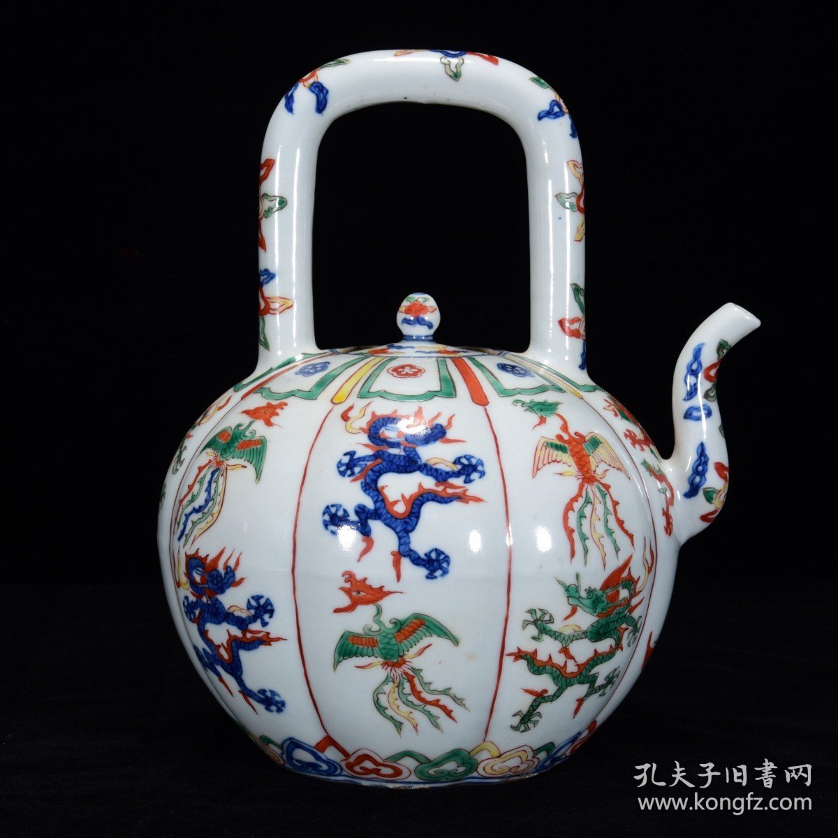明嘉靖年五彩龙凤纹提壶24*18m