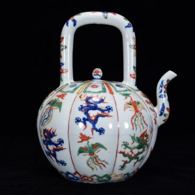 明嘉靖年五彩龙凤纹提壶24*18m