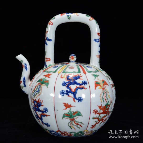 明嘉靖年五彩龙凤纹提壶24*18m