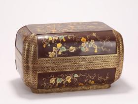 清乾隆 漆器描金花卉纹盒