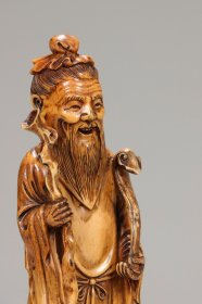 清 鹿角雕禄仙翁摆件