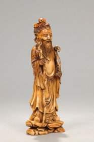 清 鹿角雕禄仙翁摆件