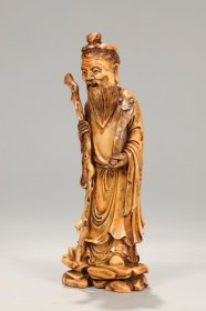 清 鹿角雕禄仙翁摆件