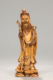 清 鹿角雕禄仙翁摆件