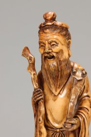 清 鹿角雕禄仙翁摆件