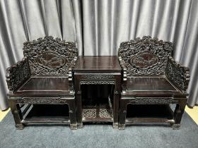 旧藏 小叶紫檀葫芦太师椅
